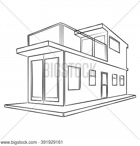 Modern Fashionable Designer Private Residential Building. Minimal Modern Architecture Concept. Count