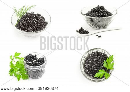 Set Of Beluga Roe Isolated On A White Cutout.
