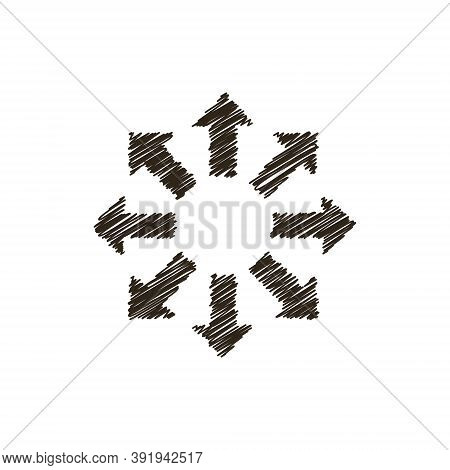 Simple Vector Illustration Of Black Freehand Drawn Arrows Wich Shows Different Directions On White B