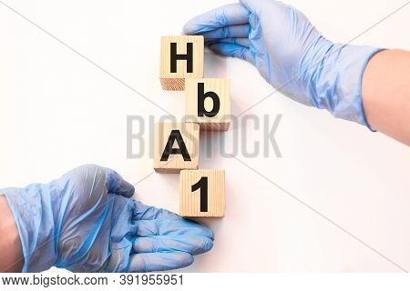 Word Hba1 A White Background With Available Space For Copying. The Medicine
