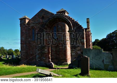 An External View Of The Ruins Of The Medieval Priory At Coldingham In Scotland.