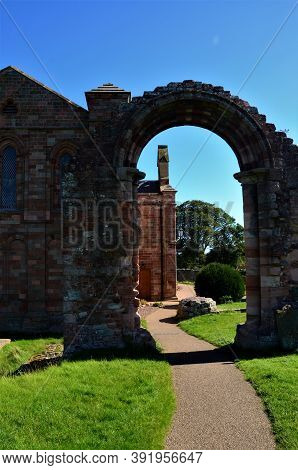 An External View Of The Ruins Of The Medieval Priory At Coldingham In Scotland.