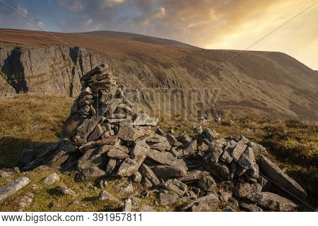 View To Comeragh Mountain With Its Top Plateau.county Waterford, Ireland.