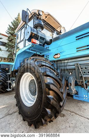 Samara, Russia - September 23, 2017: New Modern Agricultural Wheeled Tractor Khtz 150k