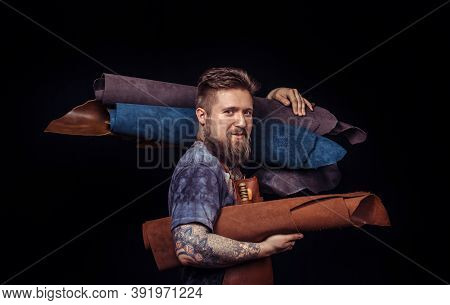 Leather Skinner Produces A Good Product In His Work Area