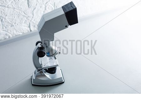 Laboratory Lens Of Microscope Blue Scientific Research Background