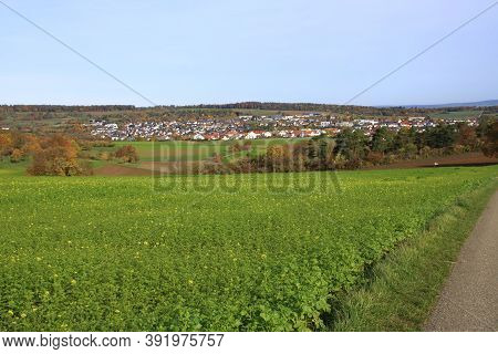 View Over The Heckengau On The Community Weissach In The District Boeblingen