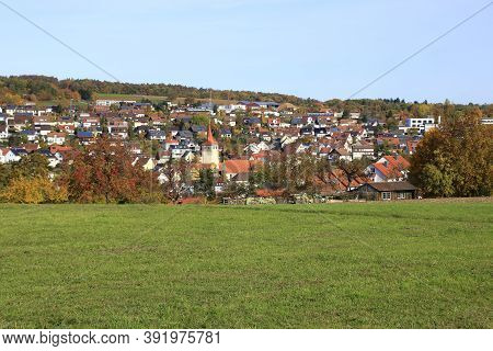 View Over The Heckengau On The Community Weissach In The District Boeblingen