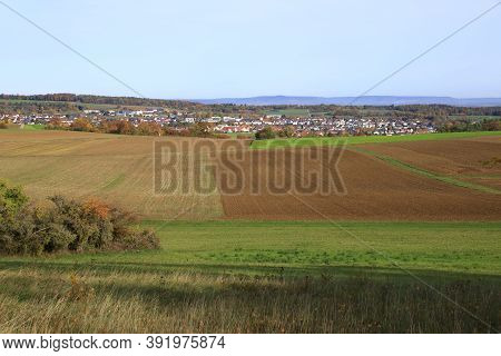 View Over The Heckengau On The Community Weissach In The District Boeblingen