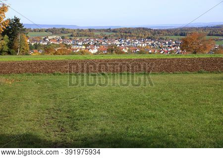 View Over The Heckengau On The Community Weissach In The District Boeblingen