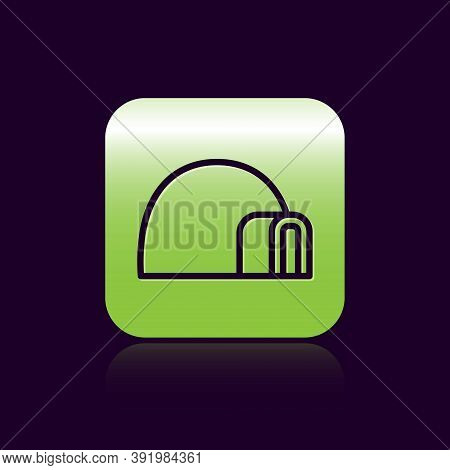 Black Line Igloo Ice House Icon Isolated On Black Background. Snow Home, Eskimo Dome-shaped Hut Wint