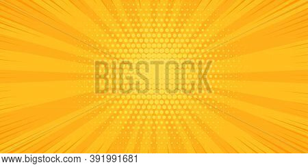 Pop Art Yellow Comics Book Cartoon Magazine Cover. Cartoon Funny Retro Pattern Strip Mock Up. Vector