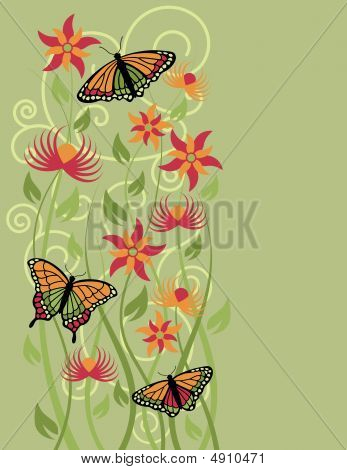 Butterfly Flower Background_green