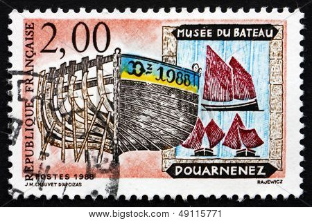 Postage Stamp France 1988 Old Ships, Ship Museum, Douarnenez
