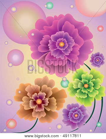 Abstract Flowers With Balloons