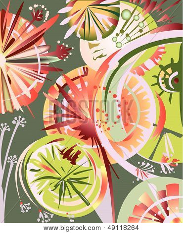 Decorative Composition With Dandelions