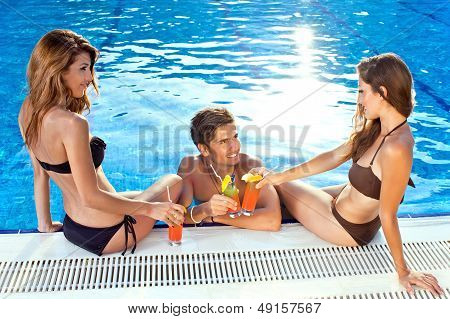 Friends Enjoying A Tropical Vacation
