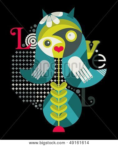 Abstract woman and birds.