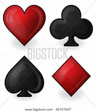 Card Suit Icons In Black And Red