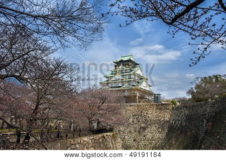 Osaka castle and blue sky