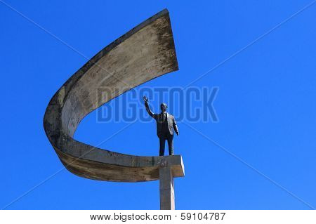 BRASILIA - AUGUST 13: Closeup view on Memorial JK on August 06, 2013 in Brasilia, Brazil