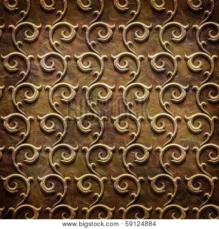 Gold metal pattern on paper backgrond (vintage collection)