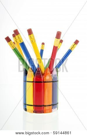 Collage Of Pencils In A Cup