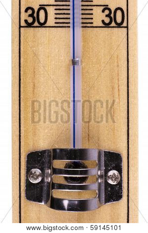 Straight Close Up Of Mercury Basin Of Thermometer