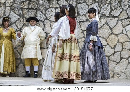 Spanish classical and popular dance, during the re-enactment of the War of Succession. September 4, 2010 in Brihuega, Spain