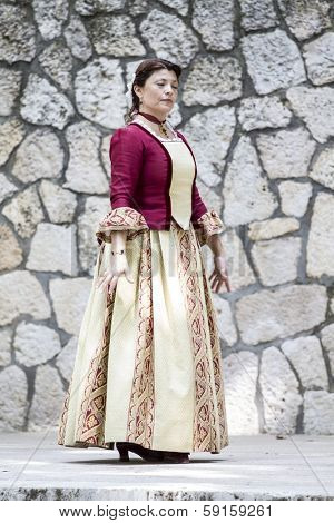 Spanish classical and popular dance, during the re-enactment of the War of Succession. September 4, 2010 in Brihuega, Spain