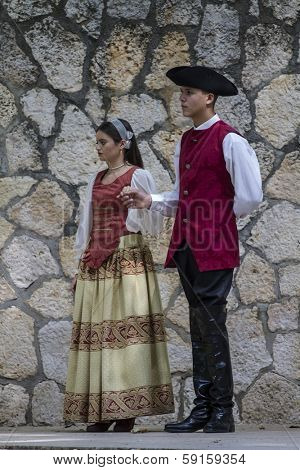 Spanish classical and popular dance, during the re-enactment of the War of Succession. September 4, 2010 in Brihuega, Spain