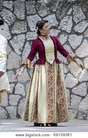 Spanish classical and popular dance, during the re-enactment of the War of Succession. September 4, 2010 in Brihuega, Spain