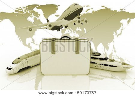 traffic resources with suitcase, 3d  render illustration
