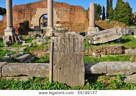 view of the Roman Forum in Rome, Italy