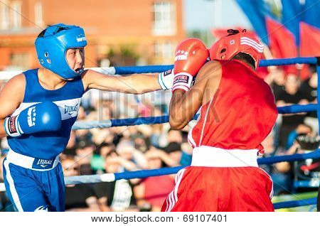 A Boxing Match Javier Ibanez, Cuba And Malik Bajtleuov, Russia. Defeated Javier Ibanez