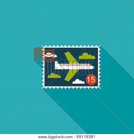 Aircraft Stamp Flat Icon With Long Shadow