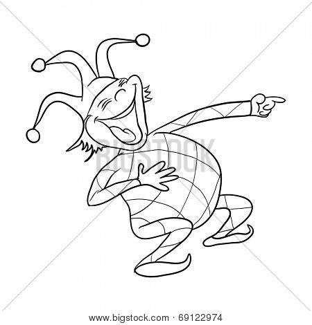 Cartoon jester. Contour vector illustration.
