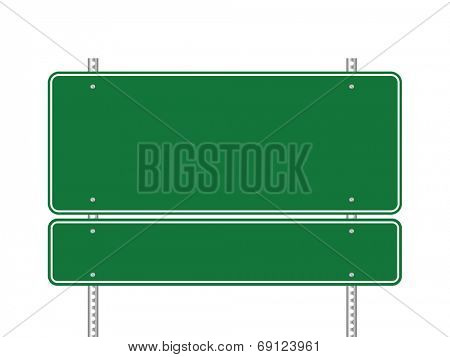 Blank green road sign vector illustration