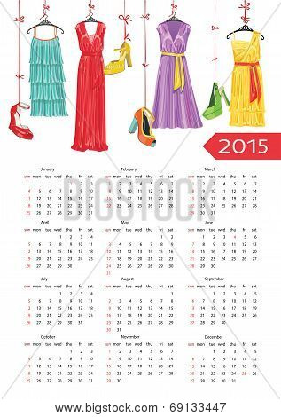 Fashion European calendar .Colorful women's party dress and shoe