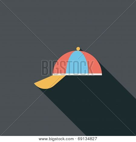 Peaked Cap Flat Icon With Long Shadow