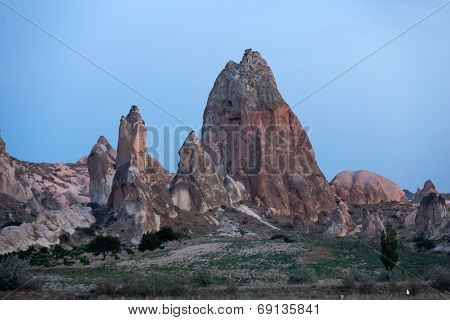 The sunrise over Goreme National Park in Cappadocia. Turkey