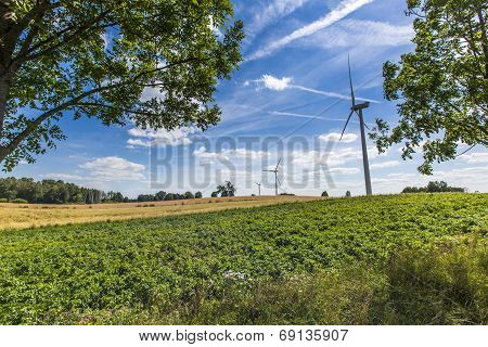Wind Turbines In Suwalki. Poland