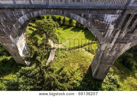 Old Concrete Railway Bridge In Stanczyki, Mazury, Poland