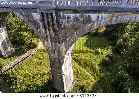 Old Concrete Railway Bridge In Stanczyki, Mazury, Poland