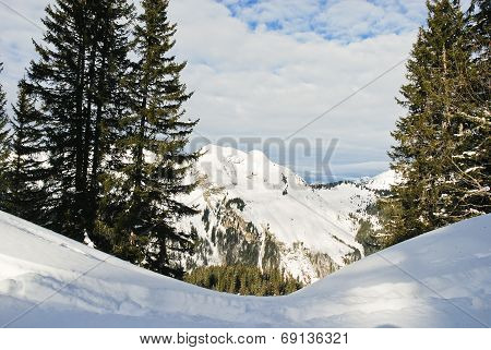 View Of Snow Mountains In Portes Du Soleil Region