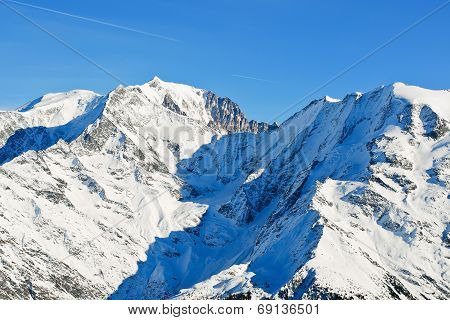 View Of Montblanc Mountain In Alps