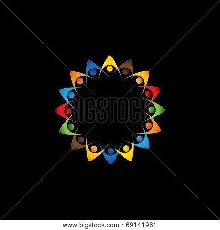 Abstract Colorful Company Employees Unity & Diversity - Vector Graphic