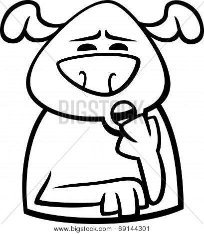 Sleepy Dog Cartoon Coloring Page