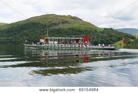 Ullswater steam ferry Lake District England uk