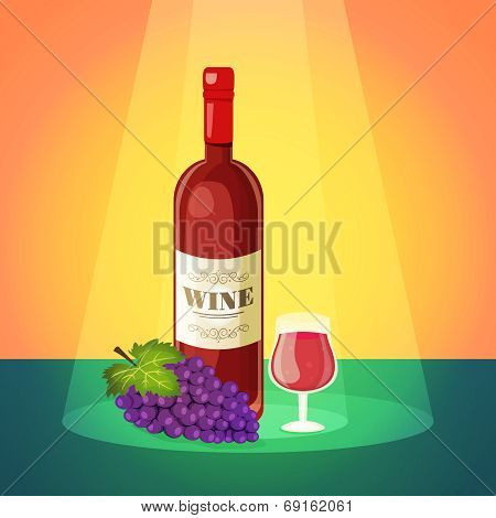 Wine with Grapes Poster